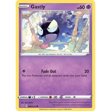 Gastly 83/202 - SWSH01 Sword & Shield Base Set Reverse Holofoil