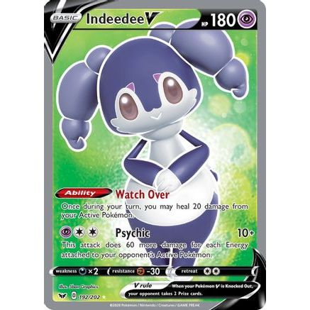 Indeedee V (Full Art) 192/202 - SWSH01 Sword & Shield Base Set Holofoil