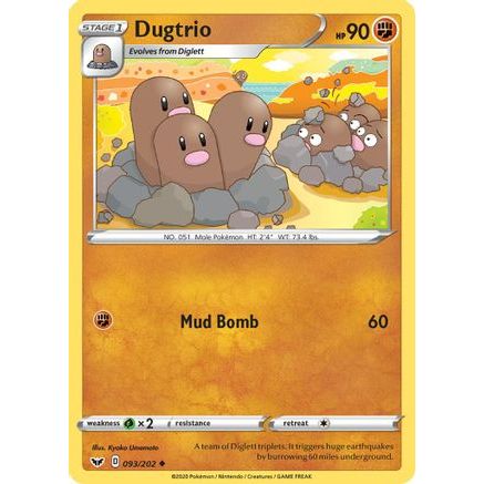 Dugtrio 93/202 - SWSH01 Sword & Shield Base Set Reverse Holofoil