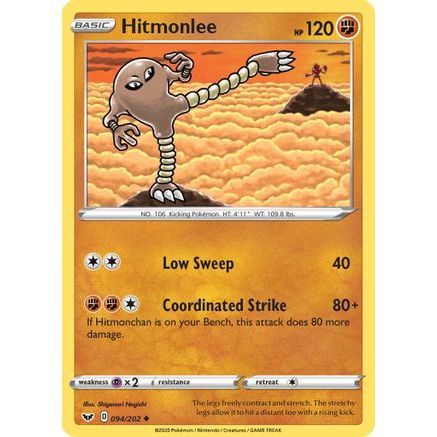 Hitmonlee 94/202 - SWSH01 Sword & Shield Base Set Reverse Holofoil
