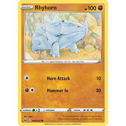Rhyhorn (096) 96/202 - SWSH01 Sword & Shield Base Set