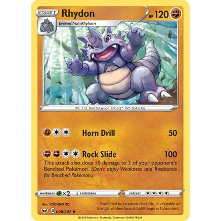 Rhydon 98/202 - SWSH01 Sword & Shield Base Set Reverse Holofoil