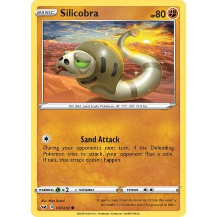 Silicobra (107) 107/202 - SWSH01 Sword & Shield Base Set Reverse Holofoil