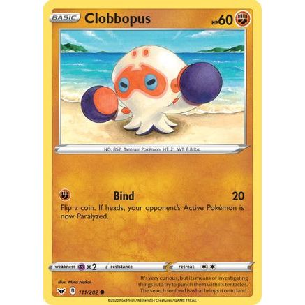 Clobbopus (111) 111/202 - SWSH01 Sword & Shield Base Set Reverse Holofoil