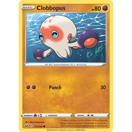 Clobbopus (112) 112/202 - SWSH01 Sword & Shield Base Set Reverse Holofoil