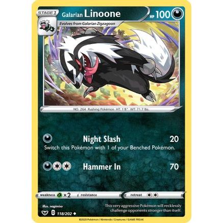 Galarian Linoone 118/202 - SWSH01 Sword & Shield Base Set Reverse Holofoil