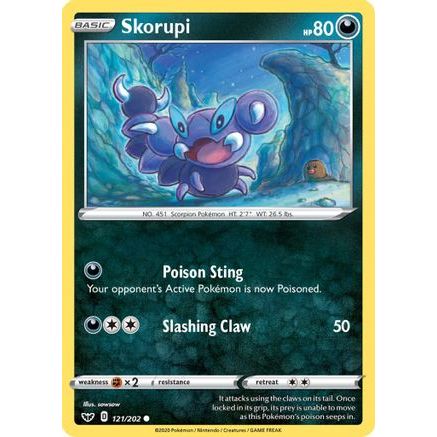 Skorupi 121/202 - SWSH01 Sword & Shield Base Set Reverse Holofoil