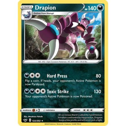 Drapion 122/202 - SWSH01 Sword & Shield Base Set Reverse Holofoil