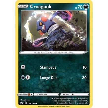 Croagunk 123/202 - SWSH01 Sword & Shield Base Set Reverse Holofoil