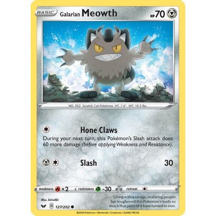 Galarian Meowth 127/202 - SWSH01 Sword & Shield Base Set Reverse Holofoil