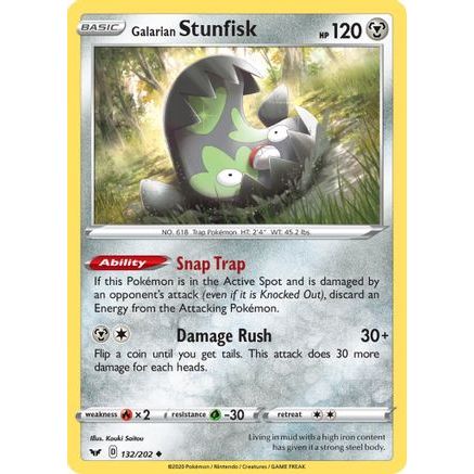 Galarian Stunfisk 132/202 - SWSH01 Sword & Shield Base Set Reverse Holofoil