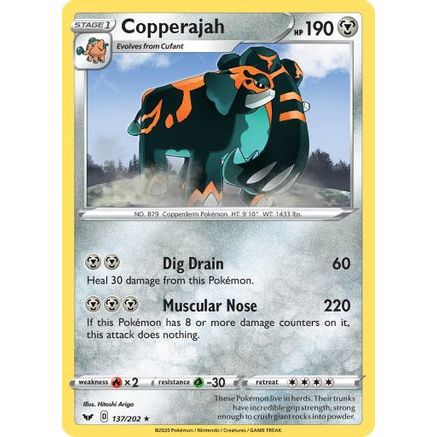 Copperajah 137/202 - SWSH01 Sword & Shield Base Set Reverse Holofoil