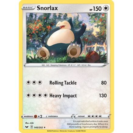 Snorlax 140/202 - SWSH01 Sword & Shield Base Set Reverse Holofoil