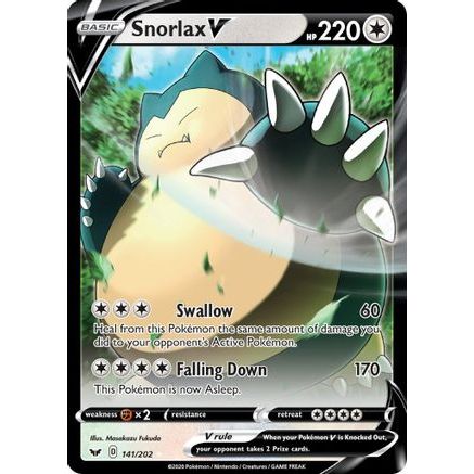 Snorlax V 141/202 - SWSH01 Sword & Shield Base Set Holofoil