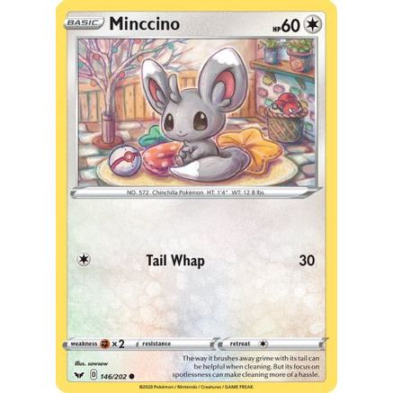 Minccino (146) 146/202 - SWSH01 Sword & Shield Base Set Reverse Holofoil