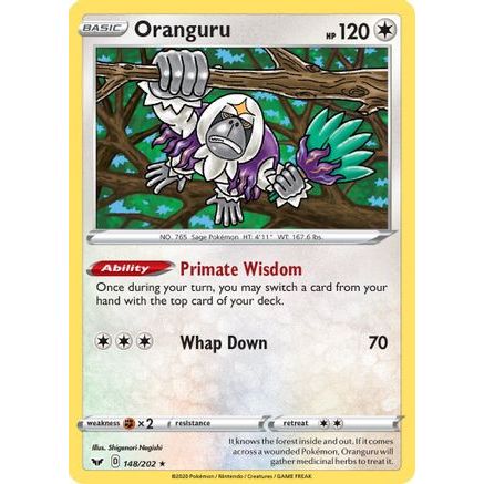 Oranguru 148/202 - SWSH01 Sword & Shield Base Set Reverse Holofoil