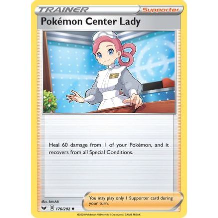 Pokemon Center Lady 176/202 - SWSH01 Sword & Shield Base Set Reverse Holofoil