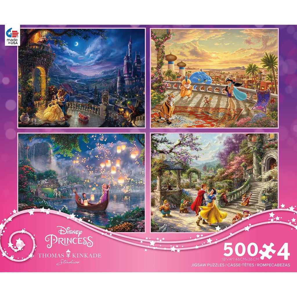 4 in 1 500 Piece Multi Pack Puzzles, Thomas Kinkade Disney Dreams