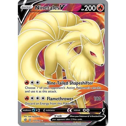Ninetales V (Full Art) 177/192 - SWSH02 Rebel Clash Holofoil