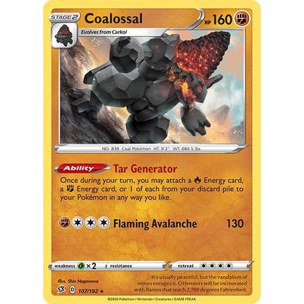 Coalossal 107/192 - SWSH02 Rebel Clash Reverse Holofoil