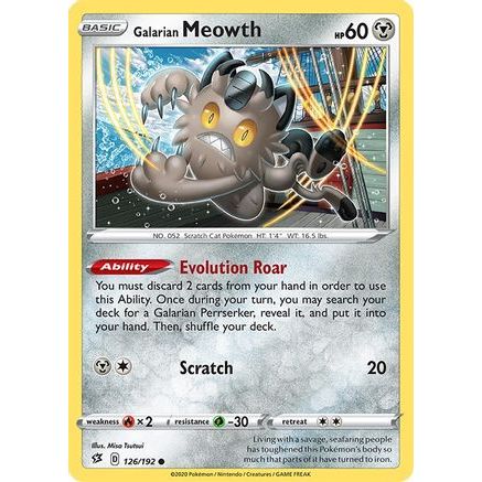 Galarian Meowth 126/192 - SWSH02 Rebel Clash Reverse Holofoil