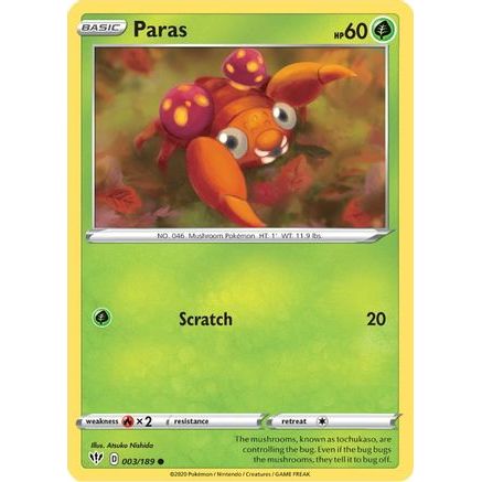 Paras 3/189 - SWSH03 Darkness Ablaze
