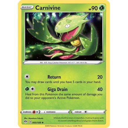 Carnivine 5/189 - SWSH03 Darkness Ablaze Reverse Holofoil
