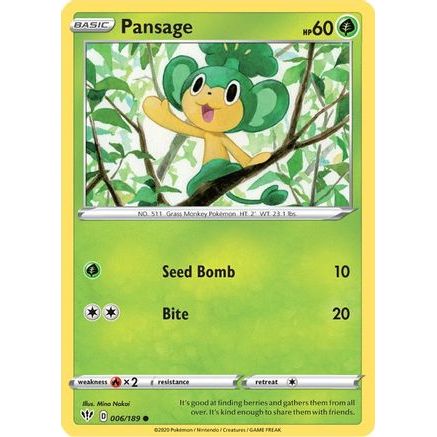Pansage 6/189 - SWSH03 Darkness Ablaze