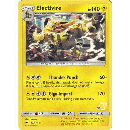 Electivire- 43/147 (#32 Pikachu Stamped) - Battle Academy