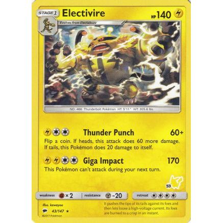 Electivire - 43/147 (#53 Pikachu Stamped) - Battle Academy