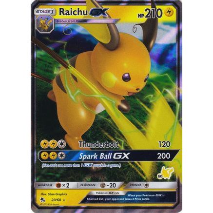 Raichu GX - 20/68 (#60 Pikachu Stamped) 20 - Battle Academy Holofoil