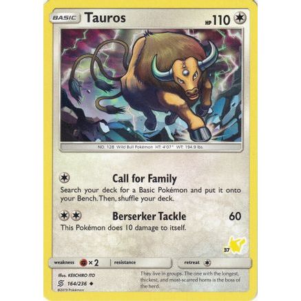 Tauros - 164/236 (#37 Pikachu Stamped) - Battle Academy