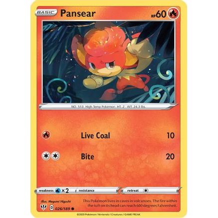 Pansear 26/189 - SWSH03 Darkness Ablaze