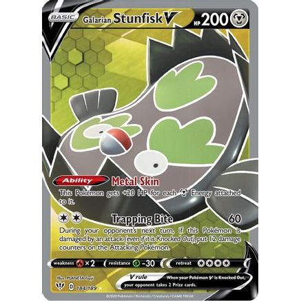 Galarian Stunfisk V (Full Art) 184/189 - SWSH03 Darkness Ablaze Holofoil
