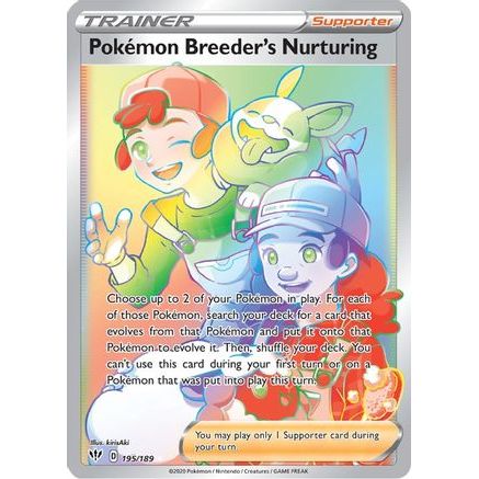 Pokemon Breeder's Nurturing (Secret) 195/189 - SWSH03 Darkness Ablaze Holofoil