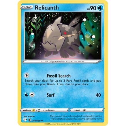Relicanth 40/189 - SWSH03 Darkness Ablaze Reverse Holofoil