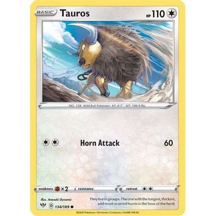 Tauros 134/189 - SWSH03 Darkness Ablaze Reverse Holofoil