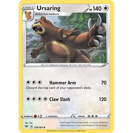 Ursaring 139/189 - SWSH03 Darkness Ablaze