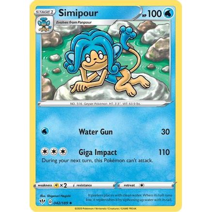 Simipour 42/189 - SWSH03 Darkness Ablaze Reverse Holofoil