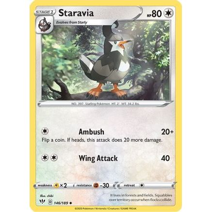 Staravia 146/189 - SWSH03 Darkness Ablaze Reverse Holofoil