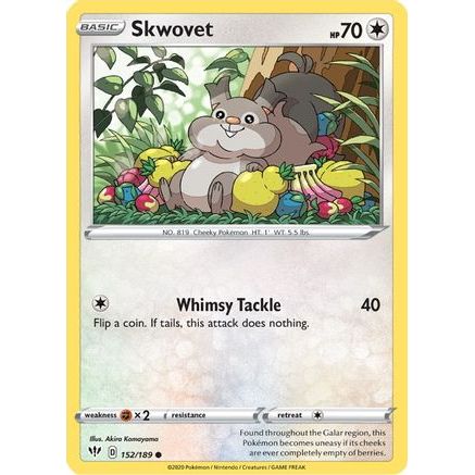 Skwovet 152/189 - SWSH03 Darkness Ablaze Reverse Holofoil