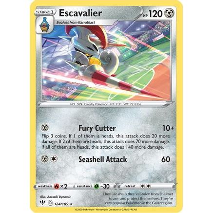 Escavalier 124/189 - SWSH03 Darkness Ablaze Reverse Holofoil