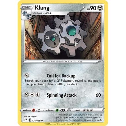 Klang 126/189 - SWSH03 Darkness Ablaze Reverse Holofoil