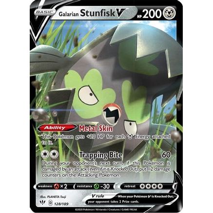 Galarian Stunfisk V 128/189 - SWSH03 Darkness Ablaze Holofoil