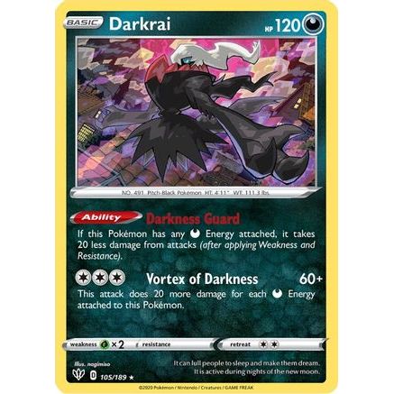 Darkrai 105/189 - SWSH03 Darkness Ablaze Reverse Holofoil