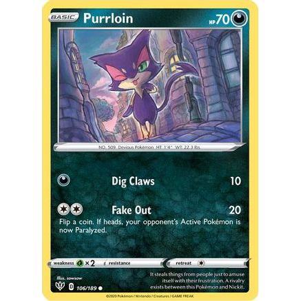 Purrloin 106/189 - SWSH03 Darkness Ablaze