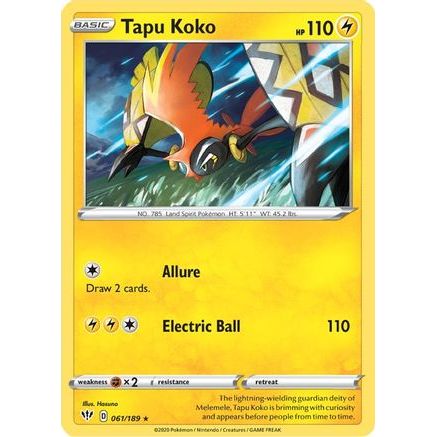 Tapu Koko 61/189 - SWSH03 Darkness Ablaze Holofoil