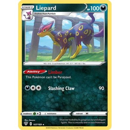 Liepard 107/189 - SWSH03 Darkness Ablaze Reverse Holofoil