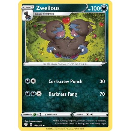 Zweilous 109/189 - SWSH03 Darkness Ablaze