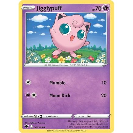 Jigglypuff 67/189 - SWSH03 Darkness Ablaze Reverse Holofoil